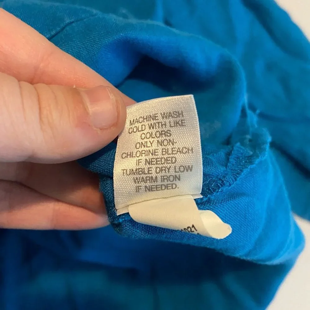 J Jill Womens L Love Linen Button Front Shirt Blue Long Sleeve Lightweight Top - Picture 6 of 9